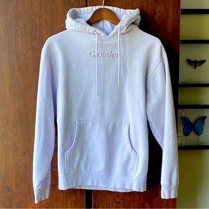 Special Edition pale lavender Glossier brand embroidered hoodie sweatshirt